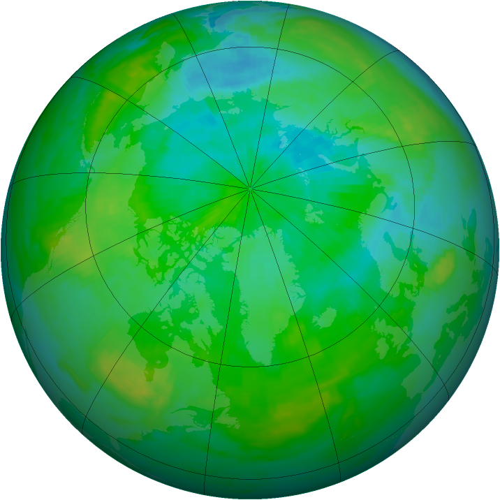 Arctic ozone map for 19 August 1985